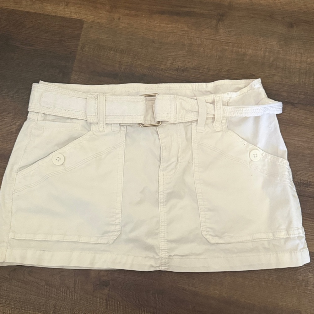 White Mini Skirt with Belt